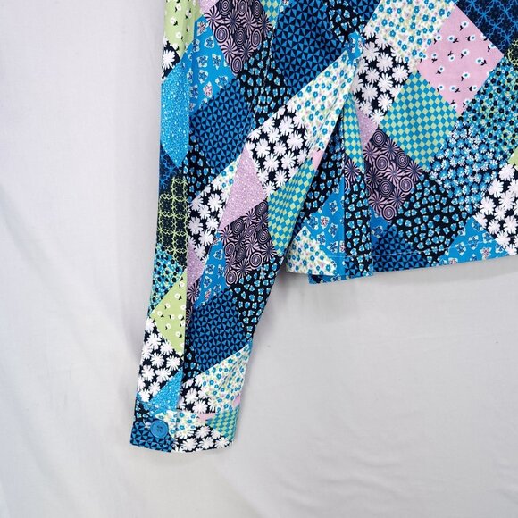 Another Girl Cropped Boxy Jacket Size 8 Patchwork Front Pockets Eclectic Boho - Picture 12 of 16